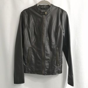Black moto style faux leather jacket size Sm